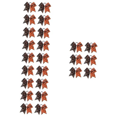DEARMAMY 24 Stck Halloween Haargummis für Dickes Haar Orangefarbene Spinnennetz Schleifen Haarschleifen Elastische Ponytail Halter für Mädchen Festliche Kopfbedeckung für Kostümpartys und von DEARMAMY