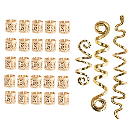 DEARMAMY 28 Stück Metallringzubehör Manschette Zöpfe klein Spulen Reiz Form schmuck Dreadlock-Accessoires für Frauen Flechtdekorationen Zubehör zum Flechten von Dreadlocks Legierung Golden von DEARMAMY