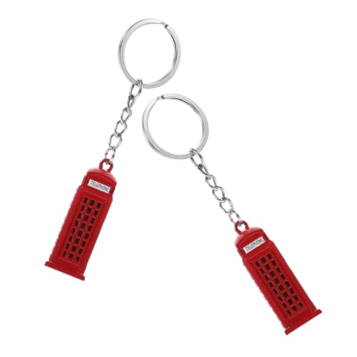 DEARMAMY 2Pcs Telefonstand Keychain Auto Schlüsselhalter Brieftasche Kette Union Jack Keychain Charm Handy Anhänger Schlüsselbund Ringe Cart Bag Reise Brieftasche Touristen Anträge Rotes von DEARMAMY
