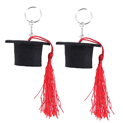 DEARMAMY 2stücke Doktorhut Schlüsselanhänger Kreative Graduation Charm Rot Für Abschlussfeiern Dekoration Für Taschen Und Schlüsselbund von DEARMAMY