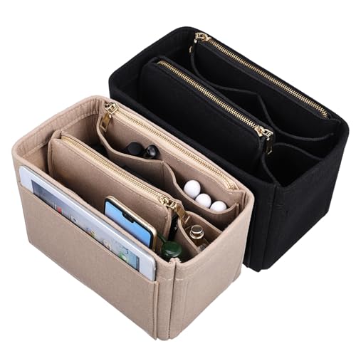 DEARMAMY Filz Handtaschen Organizer Insert Multifunktionale Aufbewahrungstasche Für Kosmetik Und Essentials Großes Volumen Und Ideal Für Damen Handtaschen von DEARMAMY