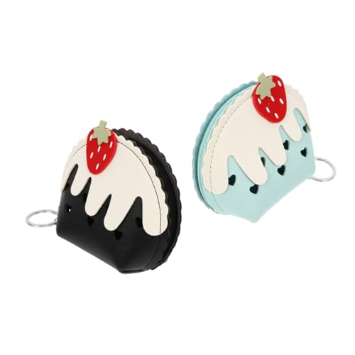 DEARMAMY 2St -Mini-Geldbörse Kawaii Geldbörse Eiscreme Geldbörse kleines Portemonnaie Handliche Geldbörse PU Geldbörse Mädchen-Geldbörse Geldbörse für Münzen erdbeer geldbörse Hardware- von DEARMAMY