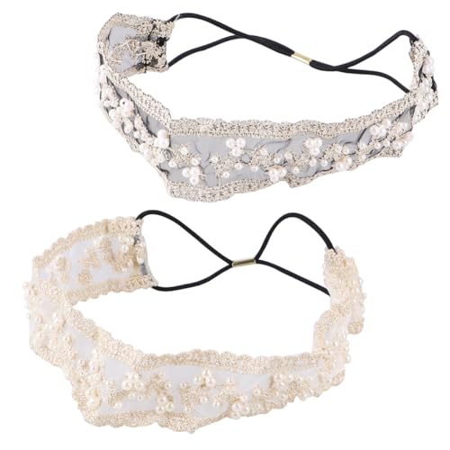 DEARMAMY 2stücke Spitzenstirnband Mit Spitzenperlen Elastisches Stirnband Für Damen Haarschmuck Aus Schwarz Und Beige Kopfbedeckung Für Hochzeit Und Party DEARMAMY 2stücke Spitzenstirnband Mit Spitzenperlen Elastisches Stirnband Für Damen Haarschmuck Aus Schwarz Und Beige Kopfbedeckung Für Hochzeit Und Party von DEARMAMY