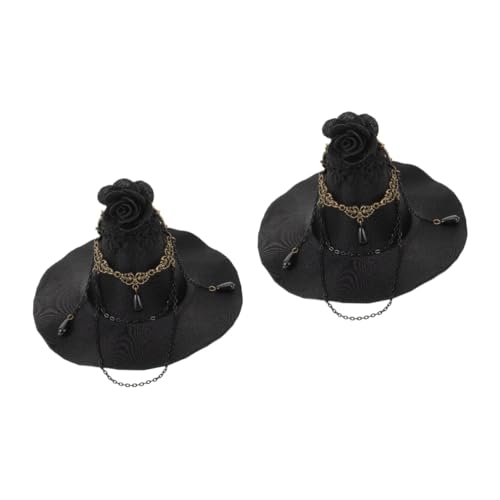 DEARMAMY 2 Stücke Schwarz Hut Clip Für Halloween Kostüme Cosplay Prop Für Wizard Dekorationen Maskerade Party Zubehör von DEARMAMY