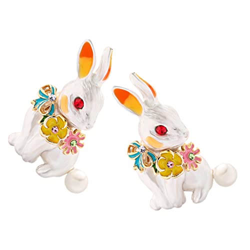 DEARMAMY 2St Kaninchen Brosche hasen tierische bescherung Tier Brosche easter decoration geldgeschenke ostern brooch Niedlich Osterhasen-Brosche Brosche Legierung von DEARMAMY