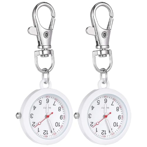 DEARMAMY 2St Krankenschwester Uhr Kleiner Kleiderbügel Dekorative Uhr Bild Wandkleiderbügel Steampunk-Uhren Pflege zubehör Valentinstag-Uhr Taschenuhr Schnallenmaterial: Edelstahl Weiß von DEARMAMY