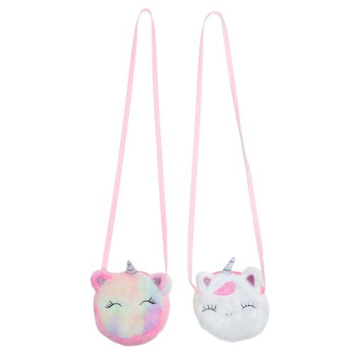 DEARMAMY 2stücke Einhorn Geldbeutel Plüsch Münztaschen Für Mädchen Süße Umhängetaschen Für Für Schlüssel Münzen Und Kleine Accessoires Batikfarben von DEARMAMY