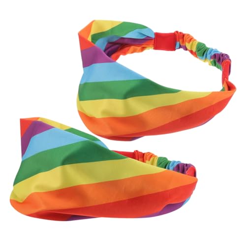 DEARMAMY 2St Regenbogen-Sport-Stirnband Regenbogenfahne Stolz-Flagge Schweiß Stirnband Stolz Regenbogen Haarband Regenbogen Stirnband dehnbares Stirnband Workout-Stirnbänder Stoff von DEARMAMY