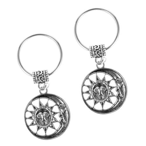 DEARMAMY Schlüsselanhänger Mit Sonne Und Mond Taschenanhänger Personalisiertes Ornament Für Tasche Gepäck Gürtel Schlüsselhalter Aus Silberlegierung 2 Stück von DEARMAMY