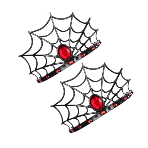 DEARMAMY Halloween-spinnennetz-haarband 2-teiliges Spinnennetz-kronen-stirnband-set Funkelnde Dekorative Kopfbedeckung Für Partys von DEARMAMY