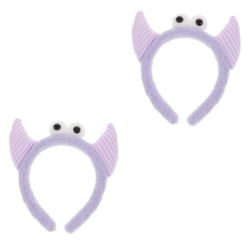 DEARMAMY 2St Stirnband aus Horn kosmetisches Stirnband Spa-Haarbänder Stirnband aus korallenrotem Fleece damen Haarband Stirnbänder Haarschmuck für Damen Plüsch-Stirnband Violett von DEARMAMY