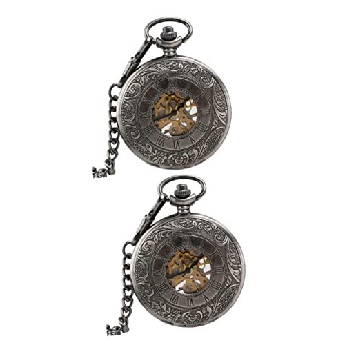 DEARMAMY 2stücke Style Unisex Mechanische Taschenuhr Mit Abnehmbarer Kette Retro Skeleton Dial Automatische Bewegung Stunden Anzeige Für Männer Und Frauen von DEARMAMY