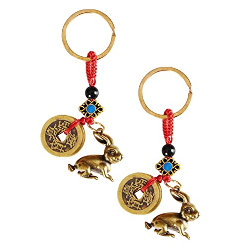 DEARMAMY 2stücke Rabbit Keychain Dekorativer Schlüsselanhänger Reinem Kupfer Für Jahr Einzigartiges Feng Shui Für Neujahr Und Besondere Anlässe von DEARMAMY