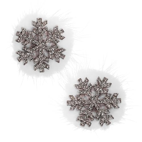DEARMAMY Haarspange Aus Plüsch Mit Schneeflocke Elegantes Weihnachts-haar-accessoire 2 Stück Strass-haarspangen Für Damen von DEARMAMY
