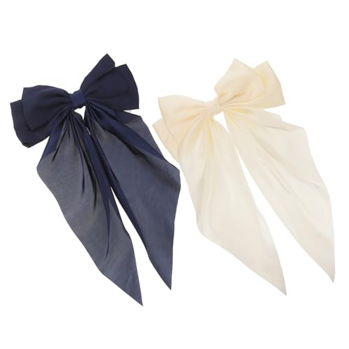 DEARMAMY 2stücke Große Haarschleifen Für Damen Mit Haarklammern Schleifen Für Verschiedene Anlässe Haarbänder Aus Seide Haaraccessoires Für Dickes Haar von DEARMAMY