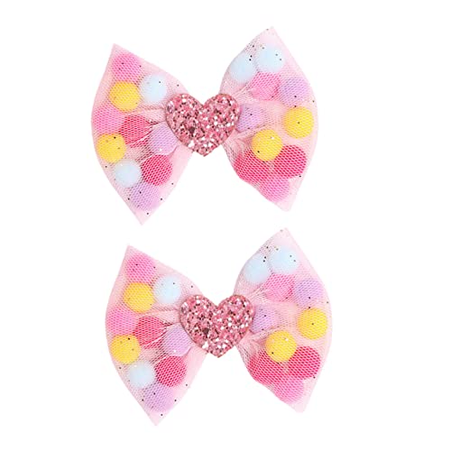 DEARMAMY 2stücke Pailletten-haarspangen Mit Herz-design Haarspange Mädchen Haarnadeln Mit Schleife Netz-haarspangen Bunter Kopfschmuck Für Mädchen von DEARMAMY