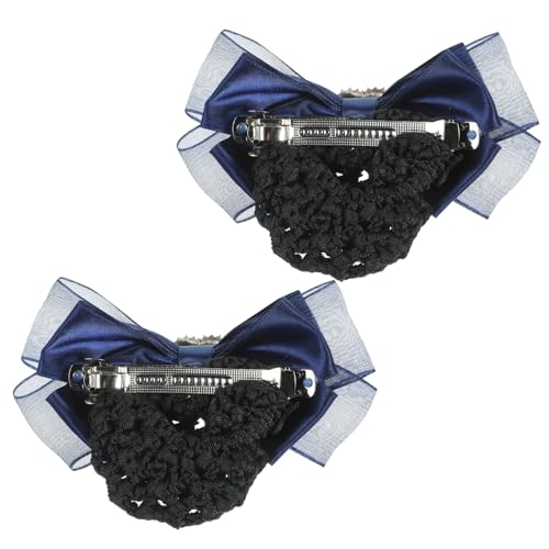 DEARMAMY 2Stücke Haarnetz Schleifenclip Für Damen Dekorative Haarnetz Haarspangen Für Duttfrisuren Für Krankenschwestern Hotelkellnerinnen von DEARMAMY