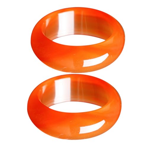 DEARMAMY 2stücke Natursteinringe Für Damen Aus Karneol Und Chalcedon Passende Paarringe Mit Roter Stapelbarer Bandring Als Geburtstagsversprechen Oder Schmuck Für Besondere von DEARMAMY