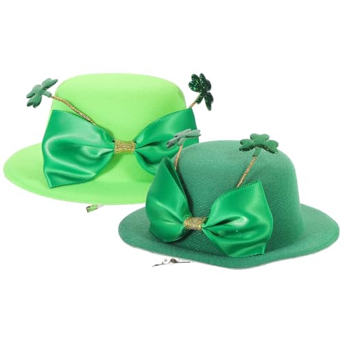 DEARMAMY 2Stücke Patrick's Day Haarspangen Mini Kobold Hut Clips Grüne Kopfbedeckung für Damen Perfektes Festival Accessoire zur Feier Irischen Tradition von DEARMAMY