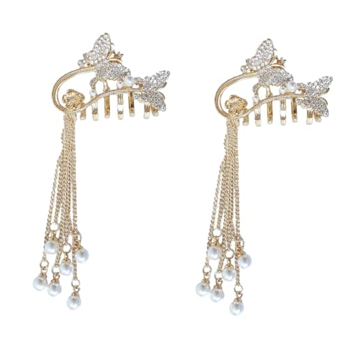 DEARMAMY 2stücke Schmetterlings-haarklammer Für Frauen Haarklammer Schmetterling Haarklammer Mit Quaste Praktisches Haarstyling-werkzeug Für Verschiedene Anlässe von DEARMAMY