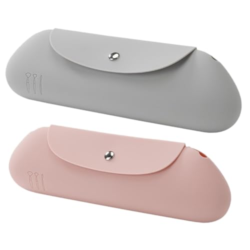 DEARMAMY 2stücke Make-up-Pinsel-Tasche Aus Silikon Tragbarer Make-up-Organizer Für Reisen Kosmetiktasche Für Damen Leicht Zu Reinigen Und Langlebig Für Make-up Und Kleine Gegenstände von DEARMAMY