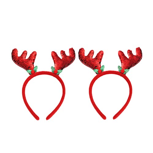 DEARMAMY 2er Set Weihnachts Haarreifen Mit Glitzernden Rentiergeweihen Festliche Kopfbedeckung Für Erwachsene Und Kreative Weihnachtsaccessoires Für Partys Und Cosplay von DEARMAMY