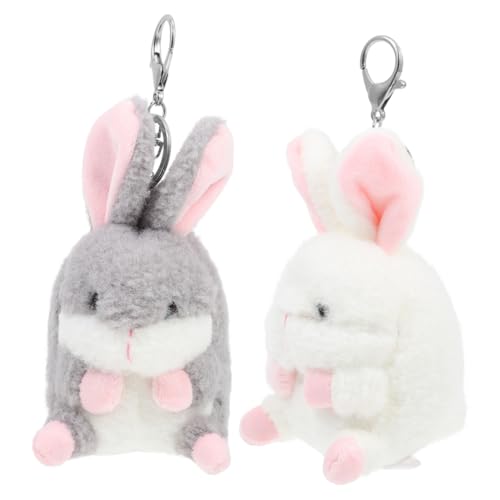 DEARMAMY 2er Set üsch Schlüsselanhänger Hase Und üße Stofftier Schlüsselringe Für Kuschel Bunny Anhänger Perfekt Für Taschen Oder Schlüsselbund von DEARMAMY