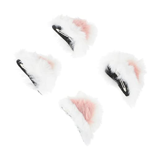 DEARMAMY 2paare Katzenohren Clips Zum Anklipsen Pelziger Ohrschmuck Für Mädchen Haarspangen Party Dekoration Cosplay Kopfstück Haar Dekoration Unisex von DEARMAMY