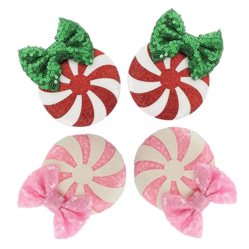 DEARMAMY 2paare Weihnachtshaarspangen Mit Schleifen Party-haarspangen Festivalschmuck Für Mädchen Weihnachtskopfschmuck Glitzernd Für Feiertage Fotoshootings Und Mehr von DEARMAMY