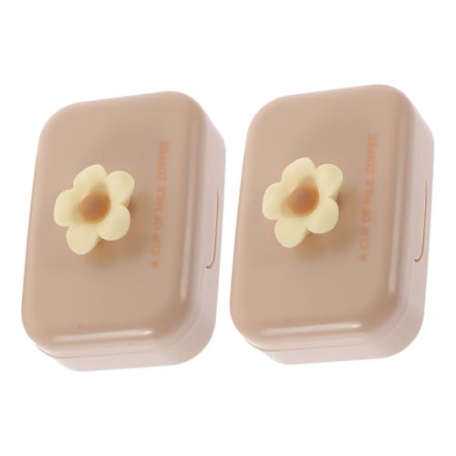 DEARMAMY 2sätze Kontaktlinsenbehälter Runde Linsenbox Auslaufsicher Kleine Linsenbehälter Tragbar Aufbewahrungsbox Für Damen von DEARMAMY