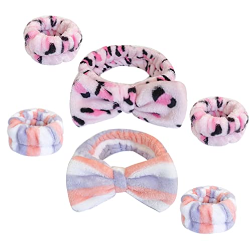 DEARMAMY 2sätze Spa-stirnband Zum Waschen Gesichts Mit Schleifendesign Haar-stirnband Zum Make-up Oder Zähneputzen Armband Zum Gesichtwaschen Für Damen von DEARMAMY