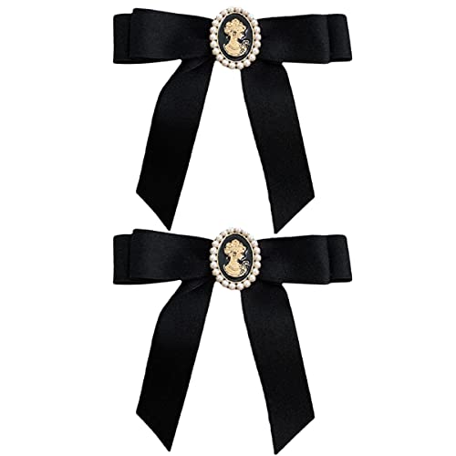 DEARMAMY 2st Ausgabekarte Halter Strass-haarspangen Für Frauen Haarklammer Kleine Clips Für Haare Clip-fliege Stifte Haarschleifen Für Mädchen Nackenband Krawatte Binden Stoff Black von DEARMAMY