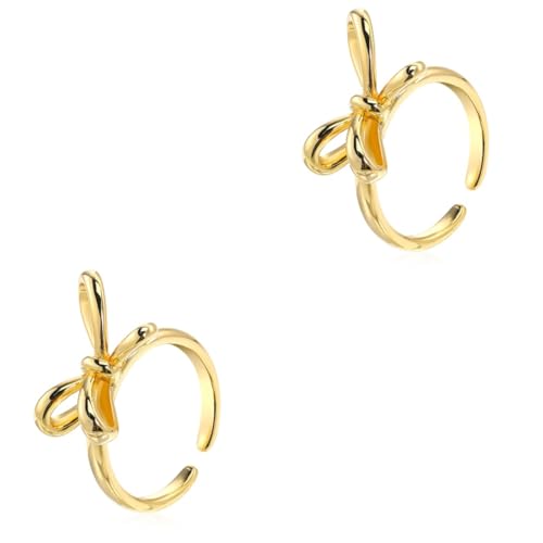 DEARMAMY 2st Bogenring Perlenohrring Silberne Daumenringe Für Damen Helix-ohrring Stapelringe Zappelring Silberne Ohrringe Nieten Zappeln Stapelbarer Ring Anhänger Frauenringe Kupfer Golden von DEARMAMY