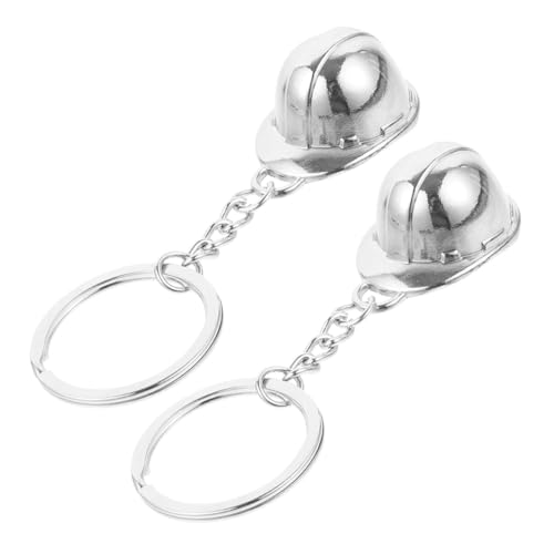 DEARMAMY 2st Helm Schlüssel Anhänger Abzeichenrolle Schlüsselbrett Sonnenschutzhut Karabinerhaken Schlüsselanhänger Süß Mini-karabiner Ringe Air-Tag-Halter Helmfutter Zinklegierung Silver von DEARMAMY