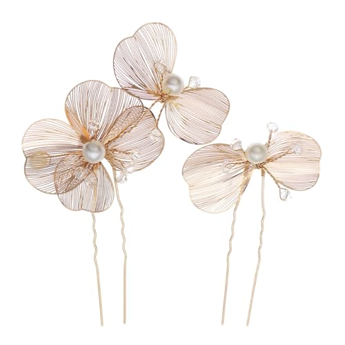DEARMAMY 2st Hochzeitshaarnadel Haarklammer Für Dutthaare Haarstäbchen Haarverlängerungen Für Frauen Strumpfband Französische Haarnadel Stifte Menschlich Du Gestaltest Bobby Perle Golden von DEARMAMY