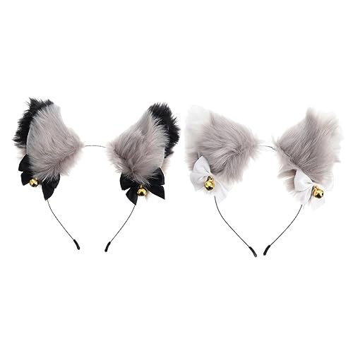 DEARMAMY 2stücke Ohr-stirnband Party-haarband Mit Glocken Halloween Cosplay Kostüm Kopfstück Plüsch-haarreifen Ohr-haarreifen Für Maskenbälle Und Feste von DEARMAMY