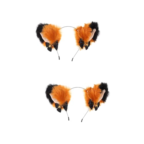 DEARMAMY 2stücke Katzenohren Haarreif Stirnband Für Cosplay Halloween Karneval Lustiges Tierhaar-accessoire Mit Glocke Leicht Und Bequem Passend Für Kopfgrößen von DEARMAMY