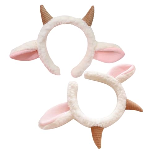 DEARMAMY Haarband Mit Schafsohren Tier-kopfbedeckung 2er-pack Schafsohren-stirnband Für Frauen Party-kopfbedeckung Schafsohr-kopfbedeckung von DEARMAMY