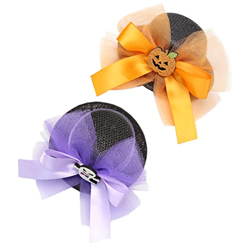 DEARMAMY 2st Kürbisdeckel Steampunk-zylinder Hüte Anziehen Halloween-zylinder Netz Haarspangen Für Mädchen Halloween-haarspange Zaubererhut Gothic-kleidung Hase Dekoration Stoff Orange von DEARMAMY