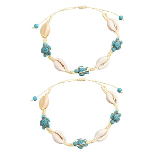 DEARMAMY Strand-fußkette Boho-fußkettchen-set 2-teilig Fußkettchen Aus Meeresschildkröten-muschel Natürlicher Muschelschmuck Handgefertigt Für Frauen von DEARMAMY