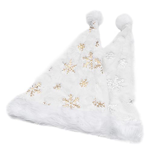 DEARMAMY 2stücke Plüsch Weihnachtsmütze Mit Schneeflocken- Festliches Party-accessoire Für Erwachsene Gemütliche Weihnachtsdekoration Für Feierlichkeiten Und Versammlungen von DEARMAMY