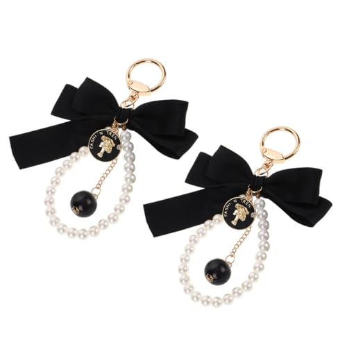 DEARMAMY 2stücke Perlen Schlüsselanhänger Mit Schleife Taschenanhänger Rucksack-anhänger Für Damen Auto-schlüsselanhänger Hängeornament Taschenanhänger Ästhetisches Handtuch von DEARMAMY