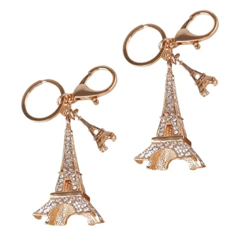 DEARMAMY 2st Schlüsselanhänger Eiffelturm Dekorationen Damen Trendige Geldbörse Beinmontageplatten Abgewinkelt Auto Frauen Schmuckstücke Eiffelturmverzierung Charme Zinklegierung Golden von DEARMAMY