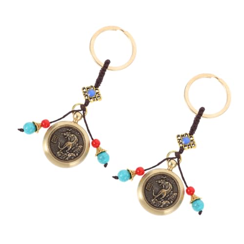 DEARMAMY 2stücke Delicate Chinese Tiger Schlüsselanhänger Mit Rotierenden Kupfermünzen Für Neujahr Hochwertige Feng Shui Schlüsselanhänger Für Taschen Und Schlüsselbunde von DEARMAMY