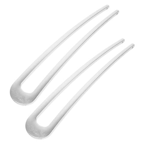 DEARMAMY 2st U-förmige Haarnadel-kopfbedeckung Haarschmuck Für Mädchen Du Steckst Haare Spiralförmige Haargummis Französische Haarnadeln Halbkreis-haarspangen Für Frauen Stift Silver Metall von DEARMAMY