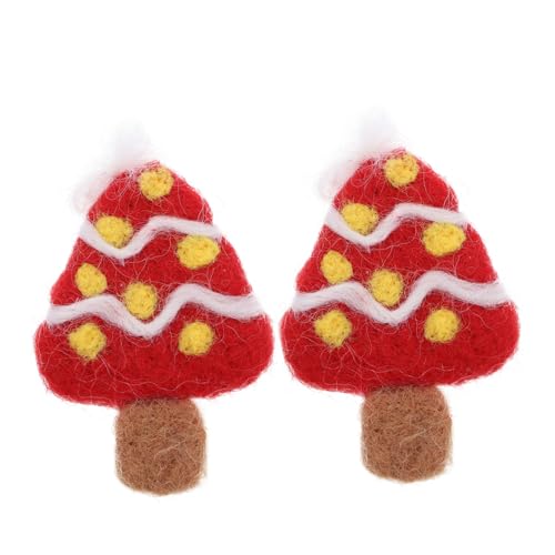 DEARMAMY 2st Weihnachtsbaum- -spaß Weihnachtsdeko Christbaumschmuck Mini-weihnachtsbaum Brosche Selber Machen Diy -haarnadelzubehör Diy Brosche Filz Weihnachtsbaum Wollfilz Rot von DEARMAMY
