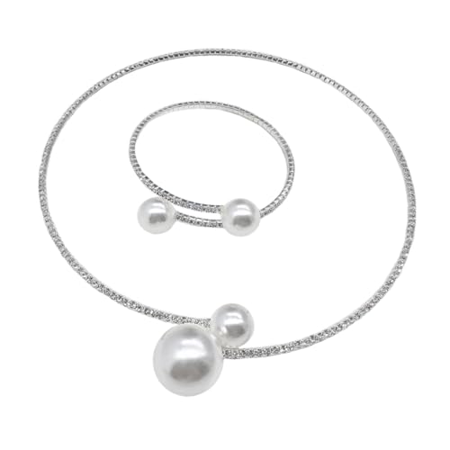 DEARMAMY Damen-halsketten-armband-set Modeschmuck Für Frauen Silberne Brautkette Elegantes Accessoire Für Besondere Anlässe von DEARMAMY