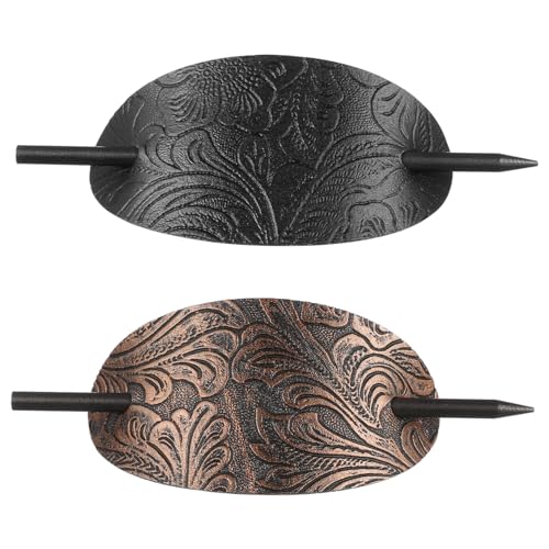 DEARMAMY 2stücke Brötchen Haarnadeln Einfache Haar Sticks Haar Styling Clip Mode Mädchen Kopfschmuck Leder Holz Für Damen Every Alters Haarstyling von DEARMAMY