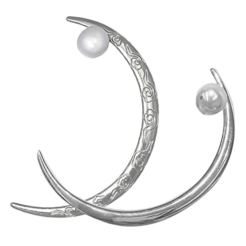 DEARMAMY 2stücke Chinesische Haarnadeln Mit Mondform Vintage Haarschmuck Für Frauen Stilvolle Haarspangen Für Hochsteckfrisuren Und Besondere Anlässe Perlendetails Geschwungenes Design von DEARMAMY