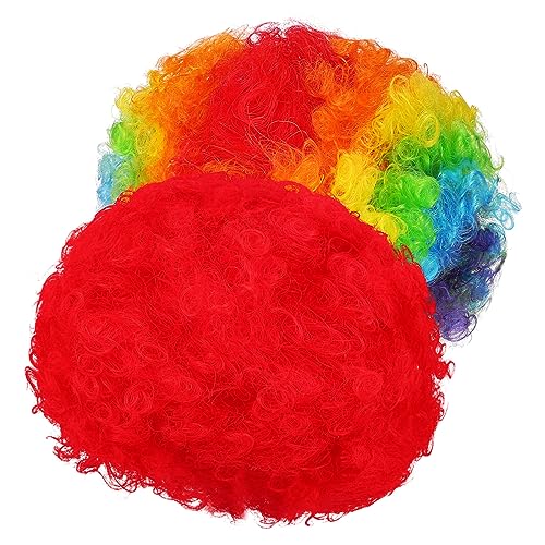 DEARMAMY 2stücke Clown Lockige Perücken Bunte Perücken Für Frauen Erwachsene -mottoparty-dekorationen Halloween Kostüm von DEARMAMY